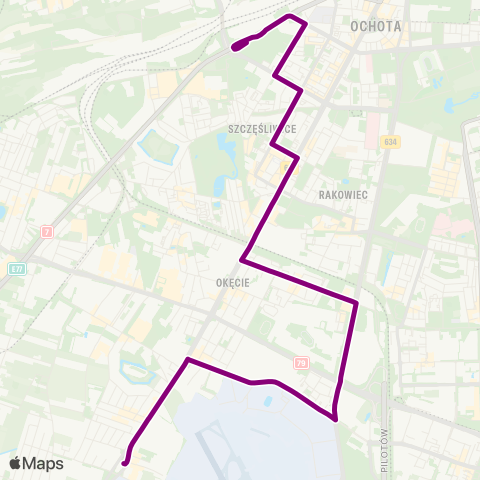 ZTM Warszawa Rondo Zesłańców Syberyjskich – P+R Al. Krakowska map
