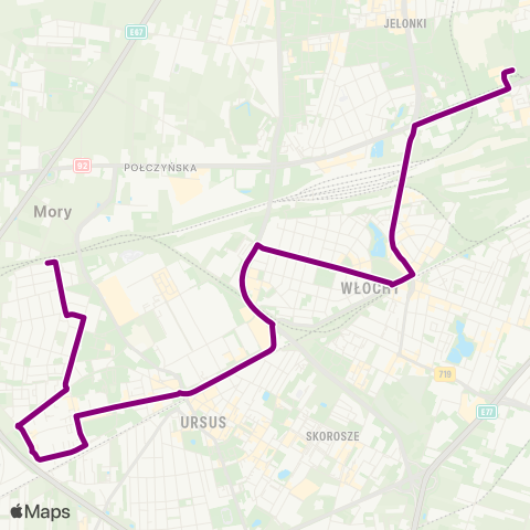 ZTM Warszawa Cm. Wolski – PKP Gołąbki map