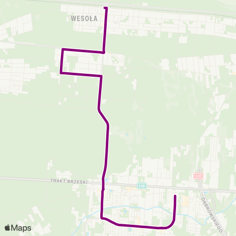 ZTM Warszawa Stara Miłosna (Ułańska) – PKP Wesoła map