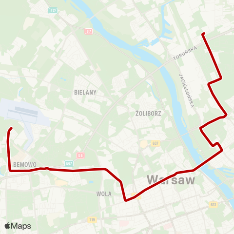 ZTM Warszawa Żerań FSO – Boernerowo map
