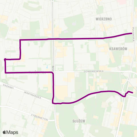 ZTM Warszawa Wielicka – Metro Wilanowska map
