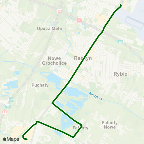ZTM Warszawa Janki Pl. Szwedzki – P+R Al. Krakowska map