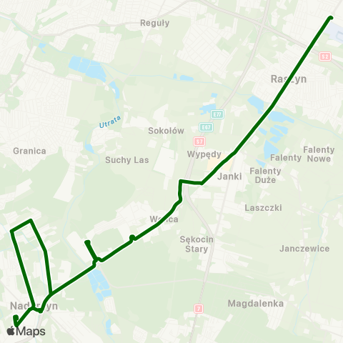 ZTM Warszawa P+R Nadarzyn – P+R Al. Krakowska map