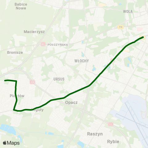 ZTM Warszawa Piastów Ogińskiego – Grzymały-Sokołowskiego map