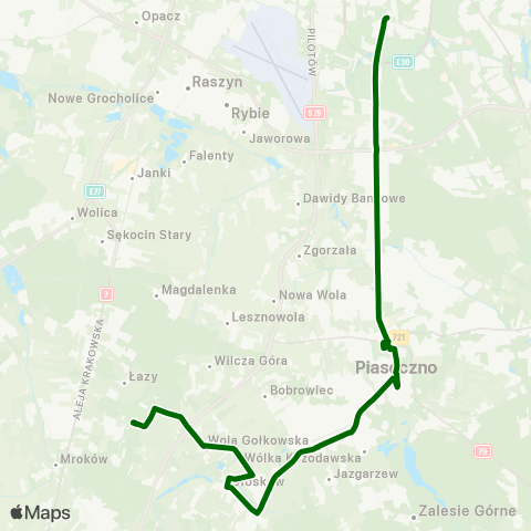 ZTM Warszawa Antoninów Cm. Południowy - Brama Płd. – Metro Wilanowska map
