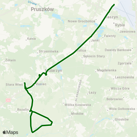 ZTM Warszawa Młochów – P+R Al. Krakowska map