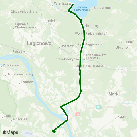 ZTM Warszawa Zegrze Płd. – Metro Marymont map
