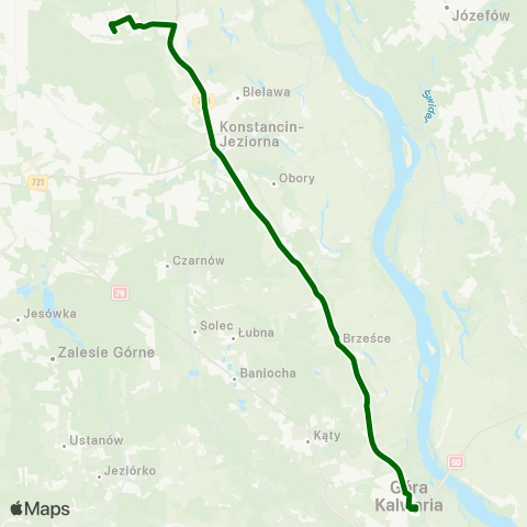 ZTM Warszawa Góra Kalwaria Rynek – Os. Kabaty map