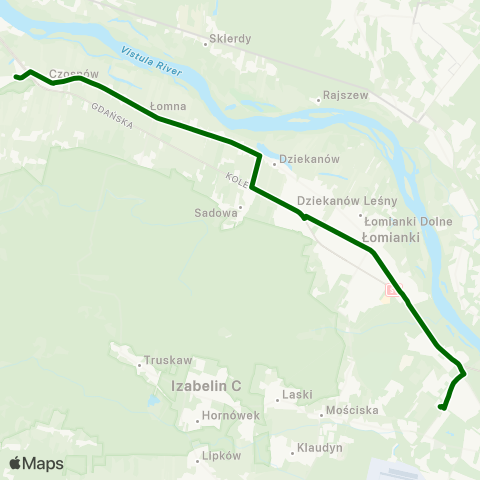ZTM Warszawa Dębina – Metro Młociny map
