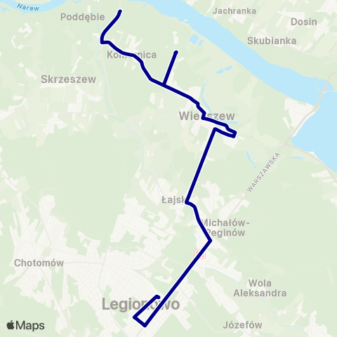 ZTM Warszawa PKP Legionowo – Wieliszew - Plaża map