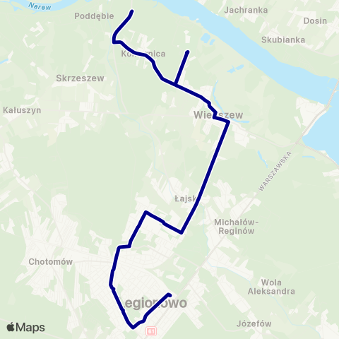ZTM Warszawa PKP Legionowo – Komornica - Szkoła map