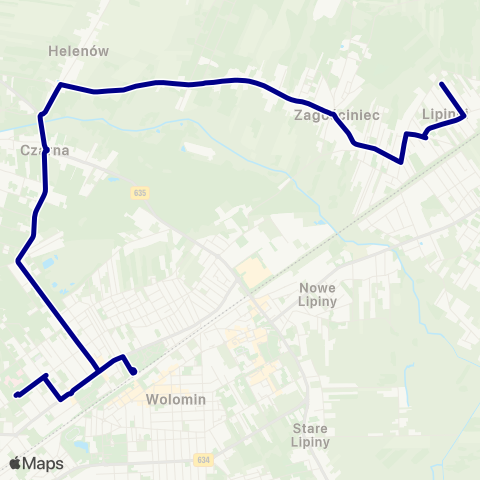 ZTM Warszawa Wołomin Szpital Powiatowy – Lipinki map