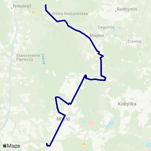ZTM Warszawa CH Marki – PKP Dąbkowizna map