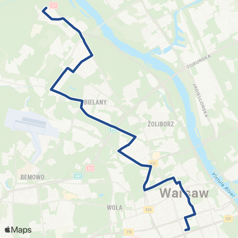 ZTM Warszawa Młociny - UKSW – Dw. Centralny map