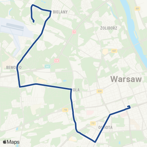 ZTM Warszawa Chomiczówka – Dw. Centralny map