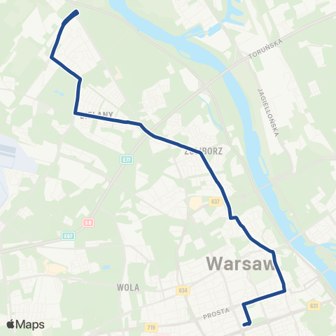 ZTM Warszawa Zajezdnia Żoliborz – Dw. Centralny map