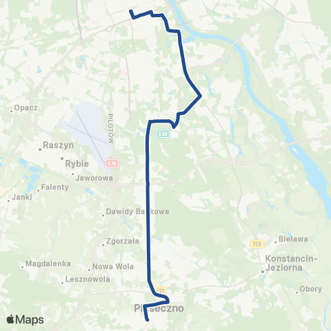 ZTM Warszawa PKP Piaseczno – Dw. Centralny map