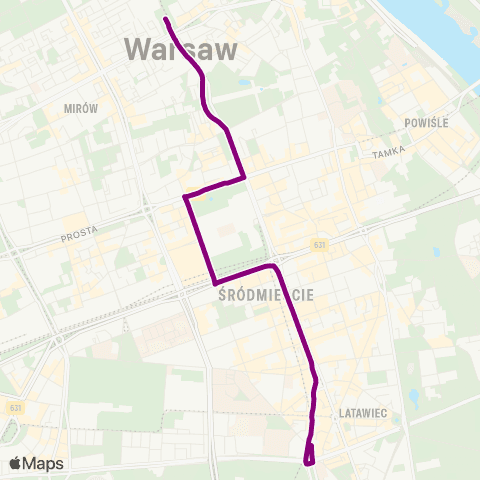 ZTM Warszawa Metro Politechnika – Metro Ratusz Arsenał map