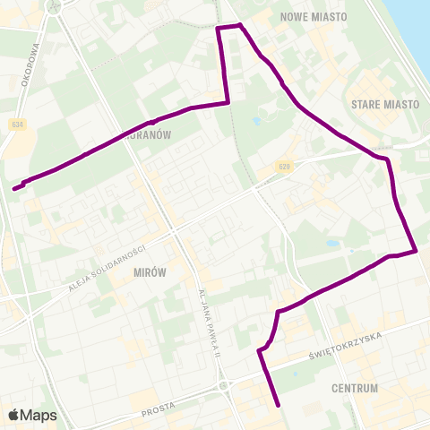 ZTM Warszawa Esperanto – Emilii Plater map