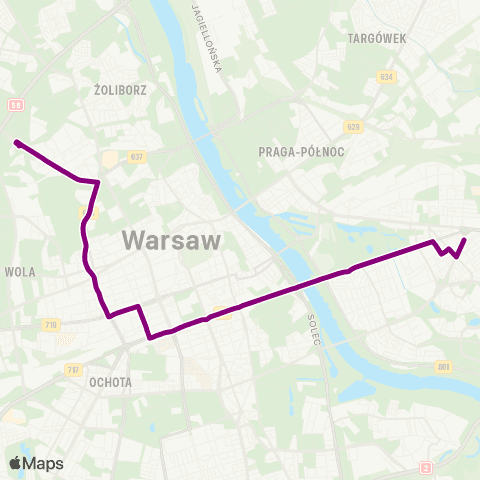 ZTM Warszawa Powązki - Cm. Wojskowy – Wiatraczna map