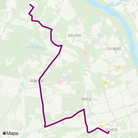 ZTM Warszawa Cm. Północny - Brama Gł. – Pl. Narutowicza map
