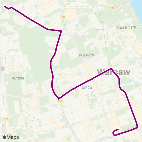 ZTM Warszawa Powązki - Cm. Wojskowy – Dw. Centralny map