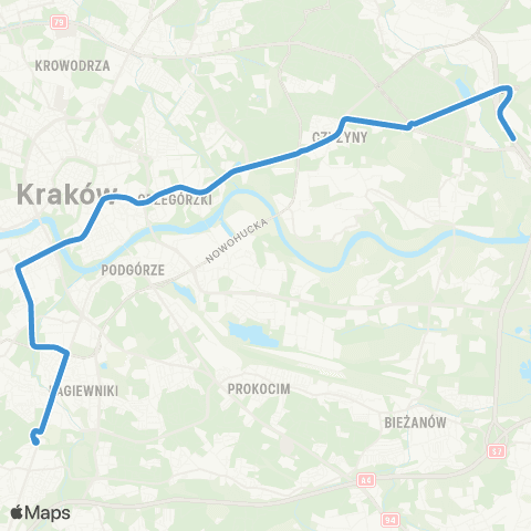 ZTP Kraków Borek Fałęcki ↔ Kopiec Wandy map