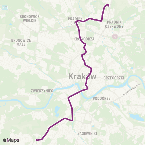 ZTP Kraków Czerwone Maki P+R ↔ Górka Narodowa P+R map