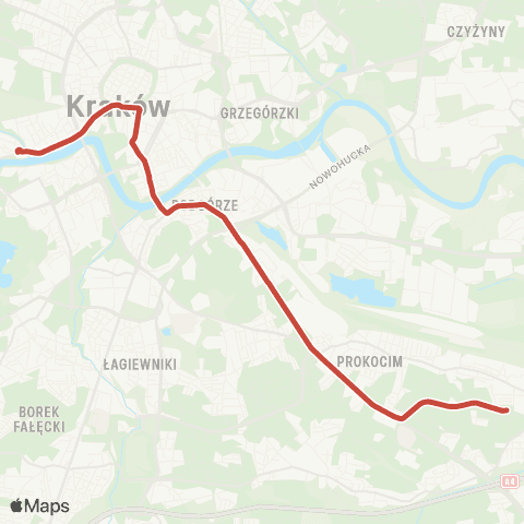 ZTP Kraków Bronowice ↔ Nowy Bieżanów P+R map
