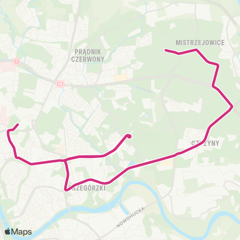 ZTP Kraków Bronowice ↔ Mistrzejowice map