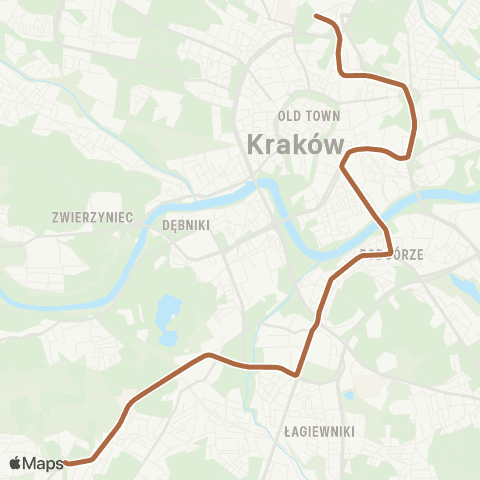 ZTP Kraków Czerwone Maki P+R ↔ Dworzec Towarowy map