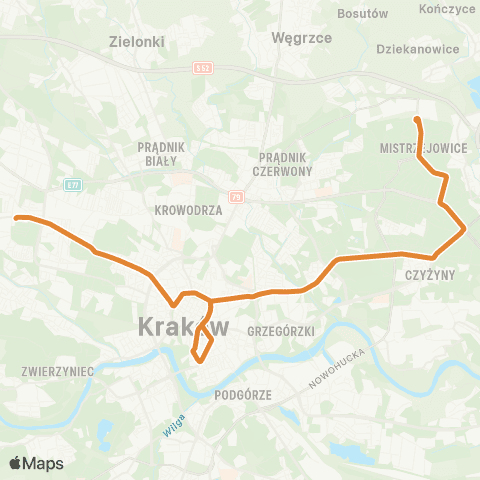 ZTP Kraków Bronowice Małe ↔ Os. Piastów map