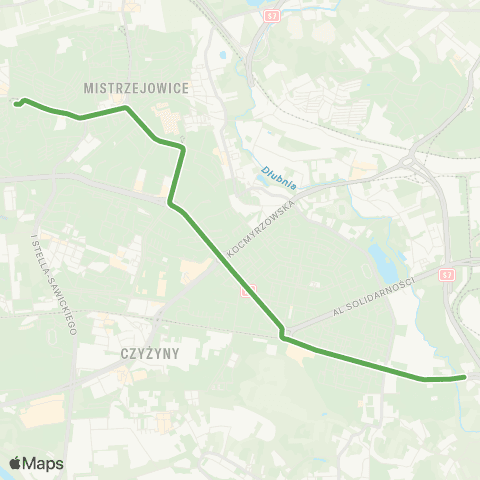 ZTP Kraków Bardosa ↔ Mistrzejowice map