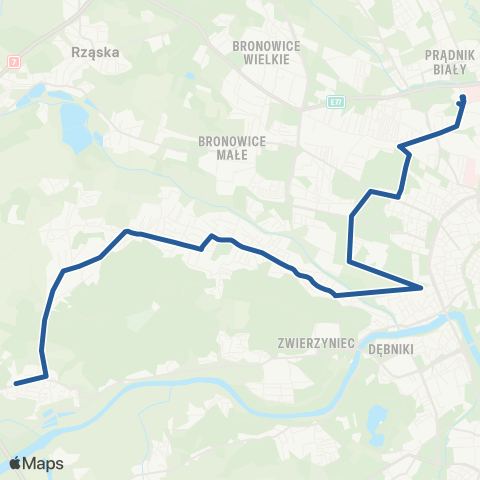 ZTP Kraków Krowodrza Górka P+R ↔ Bielany map