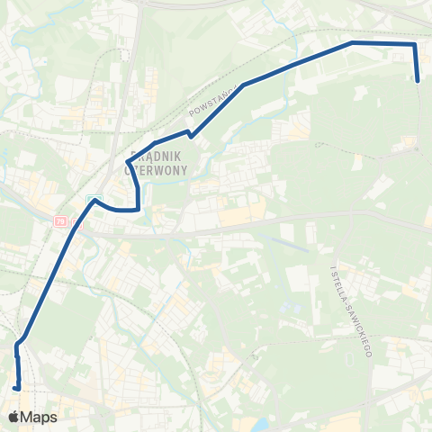 ZTP Kraków Dworzec Główny Zachód ↔ Os. Piastów map