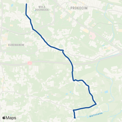 ZTP Kraków Zajezdnia Wola Duchacka ↔ Soboniowice map