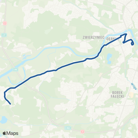 ZTP Kraków Os. Podwawelskie ↔ Tyniec Kamieniołom map