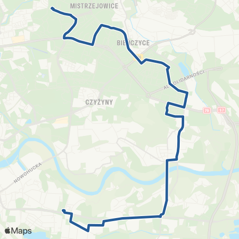 ZTP Kraków Mały Płaszów P+R ↔ Mistrzejowice map