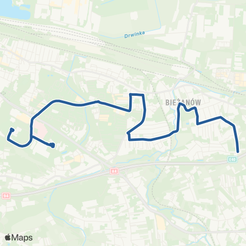 ZTP Kraków Miejskie Centrum Opieki ↔ Bieżanów Potrzask map