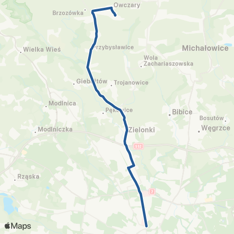 ZTP Kraków Nowy Kleparz ↔ Owczary Pętla map
