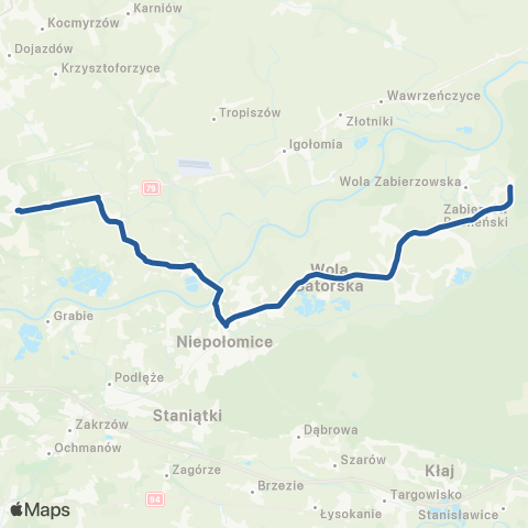 ZTP Kraków Pleszów ↔ Chobot Leśniczówka map