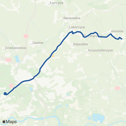 ZTP Kraków Czyżyny Dworzec ↔ Czulice Kościół map