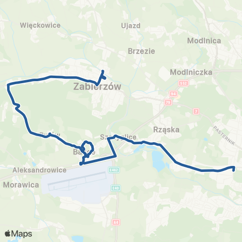 ZTP Kraków Bronowice Małe ↔ Zabierzów Młyn map