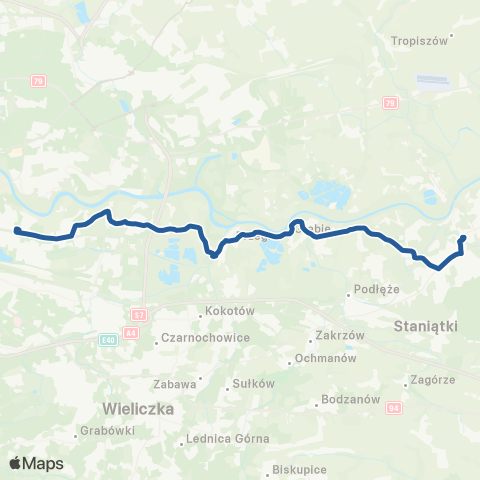 ZTP Kraków Mały Płaszów P+R ↔ Niepołomice Dworzec map