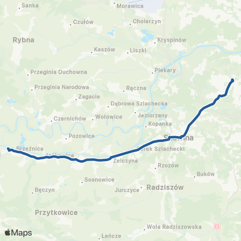 ZTP Kraków Czerwone Maki P+R ↔ Brzeźnica Dworzec map