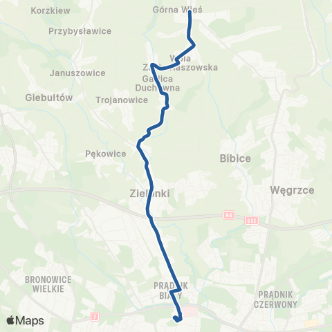 ZTP Kraków Krowodrza Górka P+R ↔ Górna Wieś Pętla map