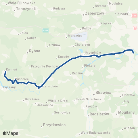 ZTP Kraków Salwator ↔ Kamień Szkoła map