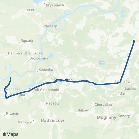 ZTP Kraków Borek Fałęcki ↔ Ochodza Odwiśle map