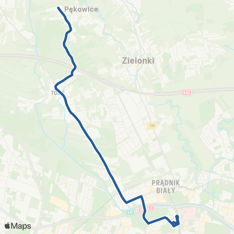 ZTP Kraków Krowodrza Górka P+R ↔ Pękowice Ojcowska map