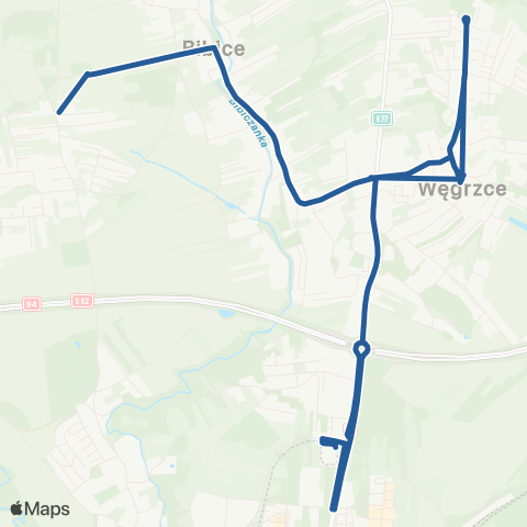 ZTP Kraków Górka Narodowa P+R ↔ Zielonki Marszowiec Pętla map